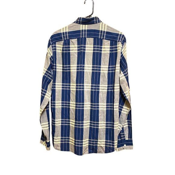 J.Crew N.Y Light Weight Ch. Shirt Medium 100% Cotton Button Up Shirt Plaid  Blue - Picture 2 of 7